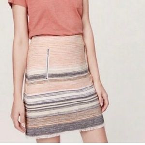 Loft Striped Tweed Fringed Hem  NWOT 14 - 18” waist, length 19”-20”